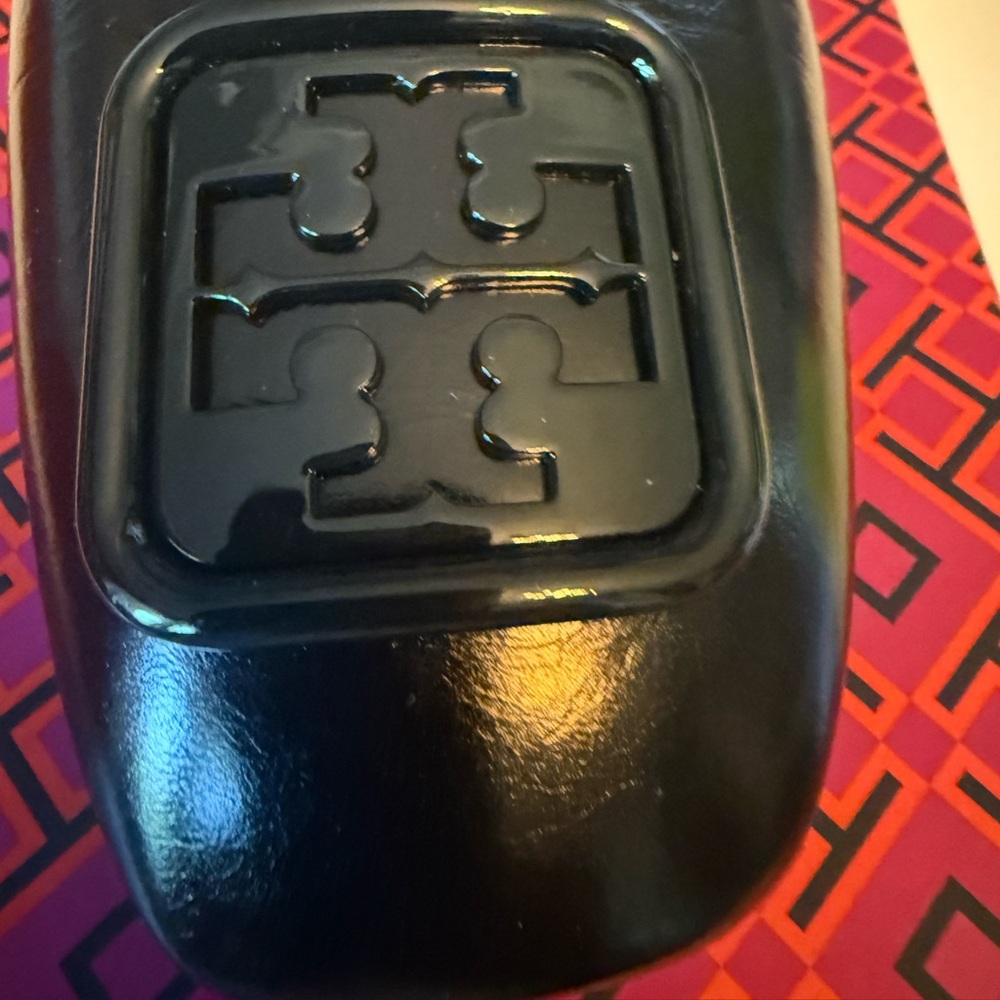 Tory Burch Black Patent Logo Flats